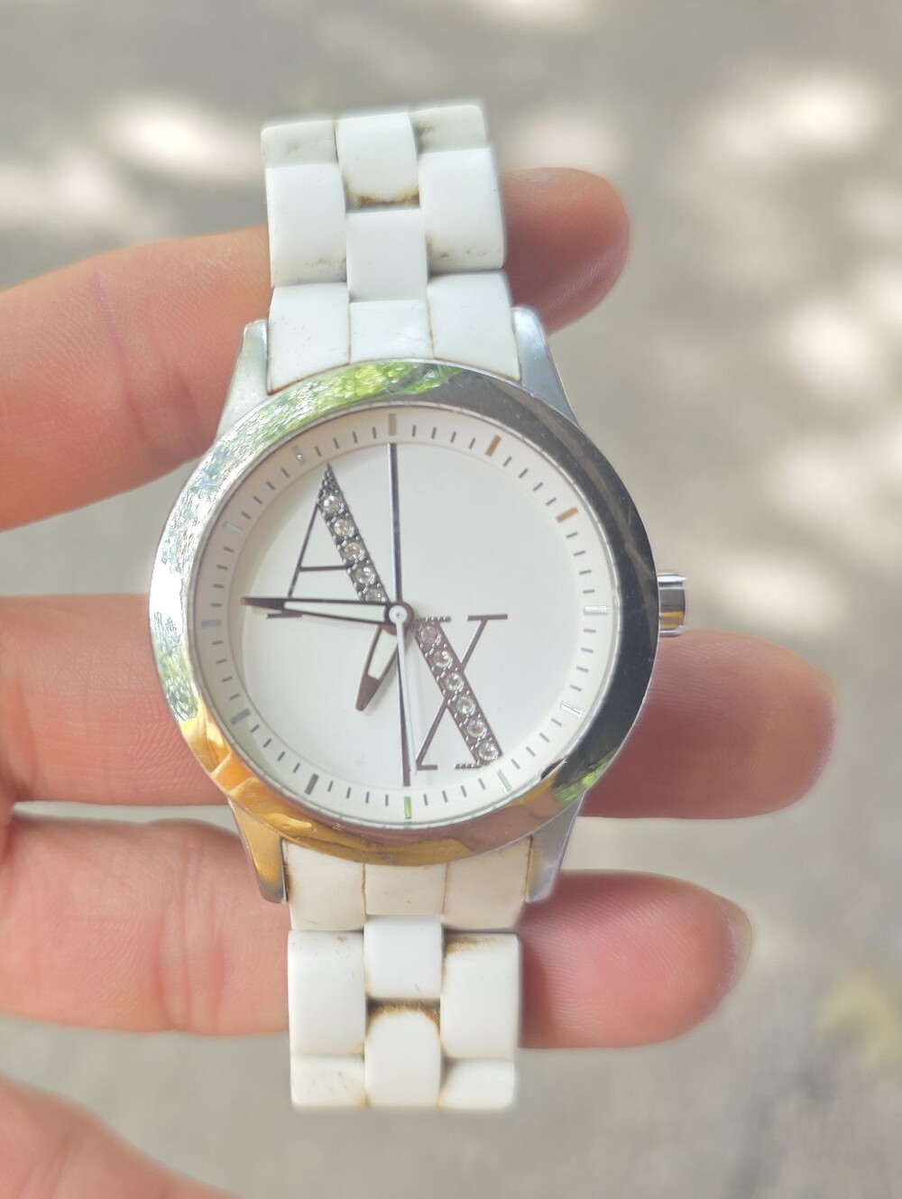 Armani EXCHANGE White Crystal Accent Fashion Watch - Unknown Brand